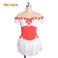 figure skating costume dress customized competition ice skating skirt for girl women kids gymnastics performance white lace