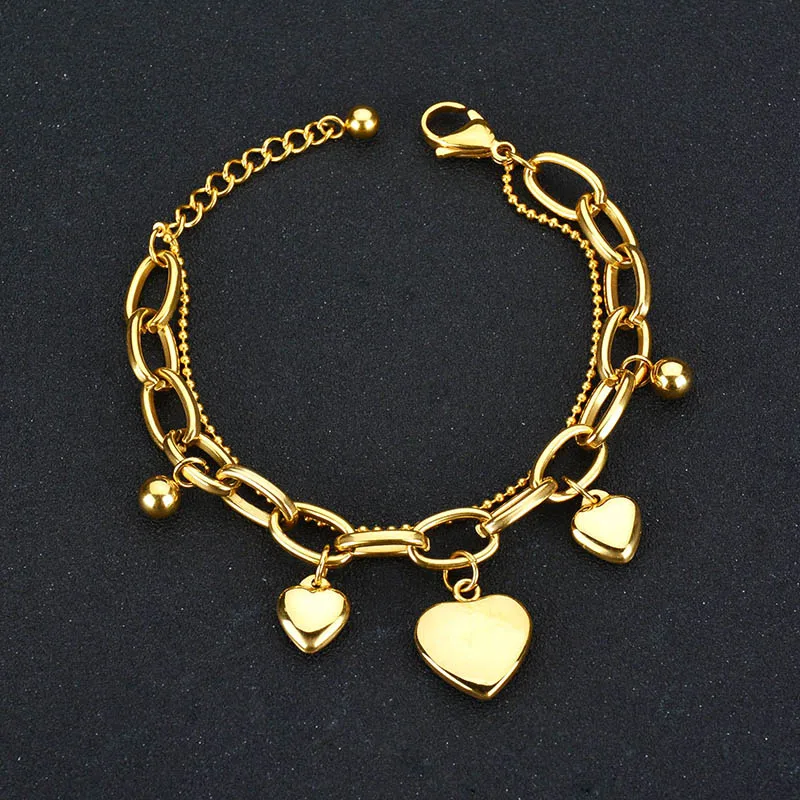 Трендовые многослойные цепочки в форме сердца золотые запонки из нержавеющей