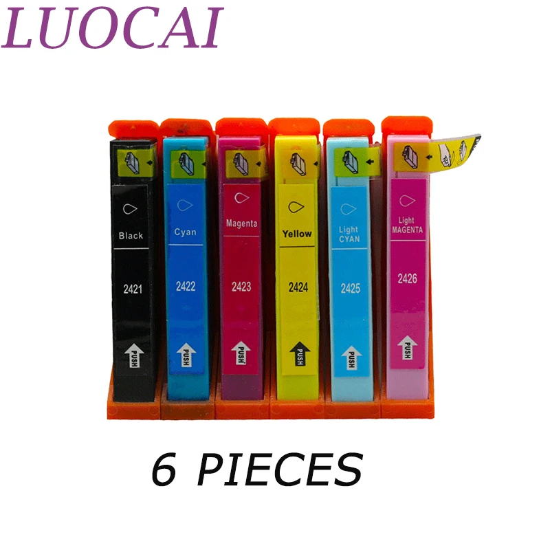 LuoCai Compatible Ink Cartridges 6 PIECES For Epson T2421-T2426 EXPRESSION PHOTO XP- 750 760 850 860 950 Printers