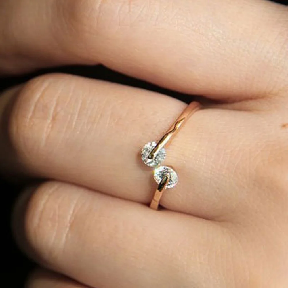 OL/Стиль Регулируемый Твин с украшением в виде кристаллов кольцо из розового