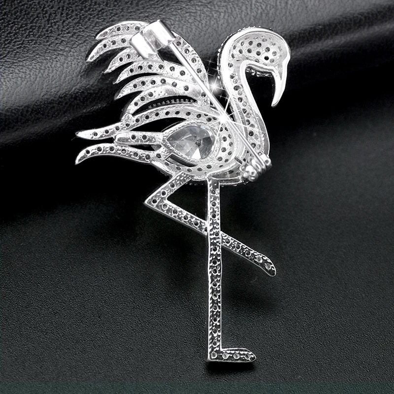 Женская брошка с прозрачным кристаллом Flamingo модная красивая со стразами и