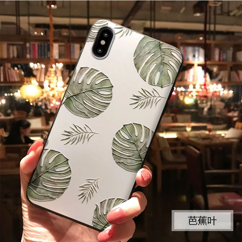 Чехол С Рисунком Листьев для iPhone X XS MAX XR мягкий силиконовый чехол 6 6s Plus 7 8 plus
