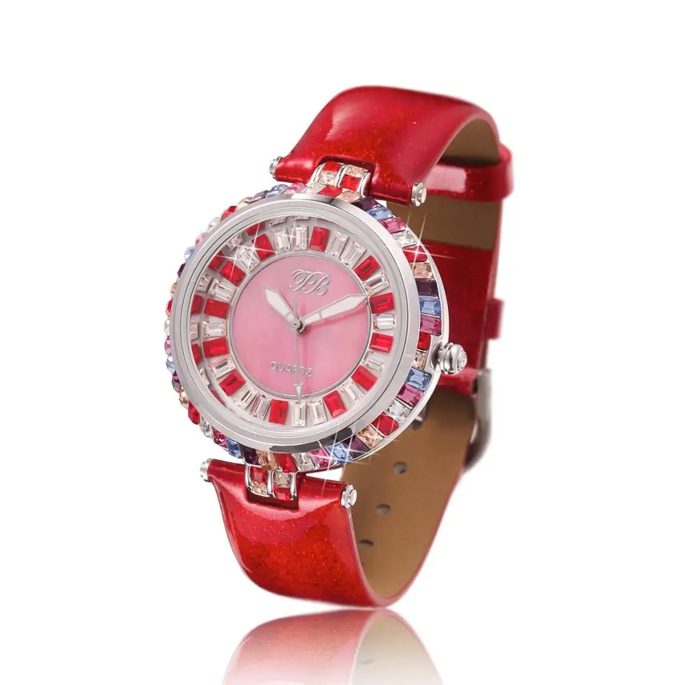 HL538SBJ Princess Butterfly clock Марка Мода Красочные Красный Кристалл Женские Часы Водонепроницаемый Небольшой Роскошный Кожаный Ремешок Кварцевые часы наручные - Цвет: HL538SBJ
