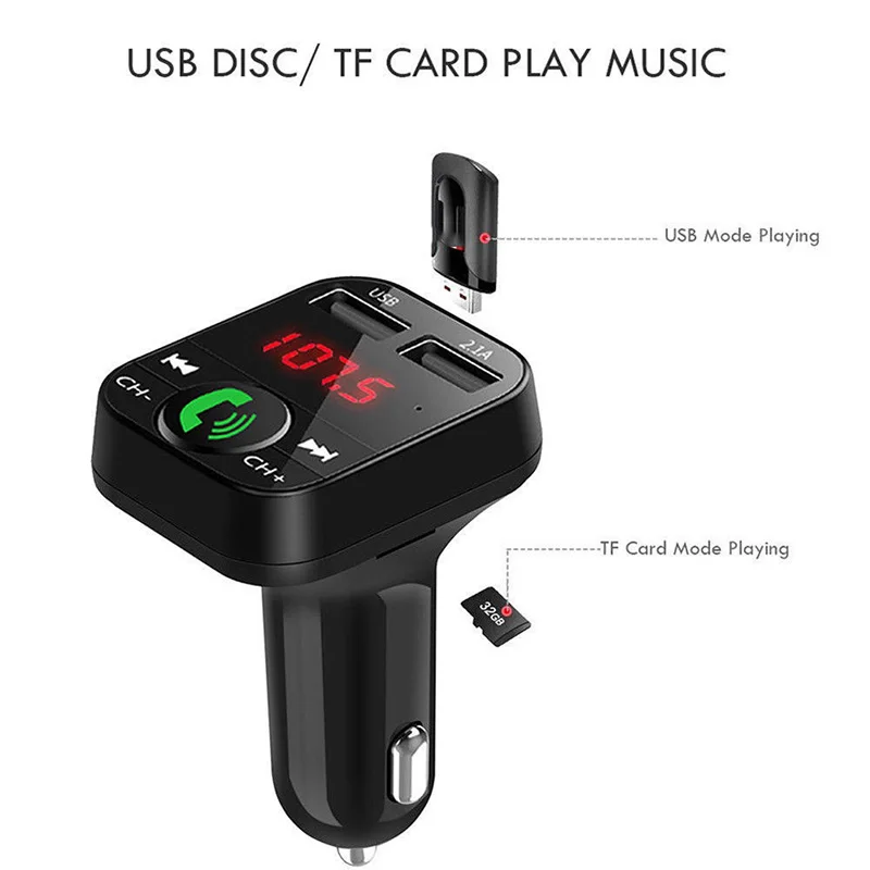 Bluetooth автомобильный fm передатчик беспроводной радио адаптер USB зарядное