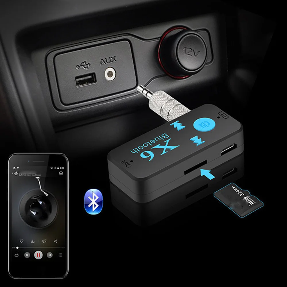 Беспроводной bluetooth-приемник YuBeter с поддержкой tf-карты для воспроизведения музыки с аудиоразъемом AUX 3,5 мм для автомобиля, домашнего динамика, громкой связи