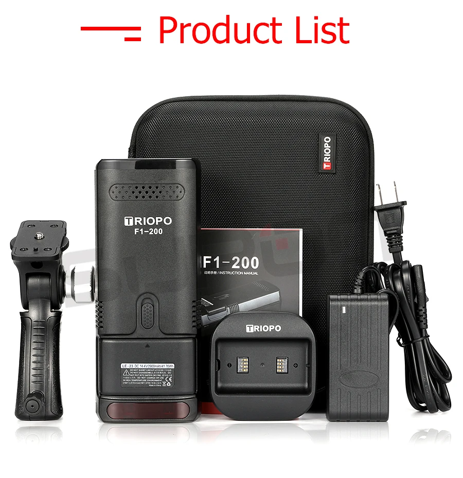 TRIOPO F1-200 наружный Карманный светильник-вспышка 2,4G ttl HSS 1/8000s двойная головка 200Ws с литиевой батареей светильник-вспышка