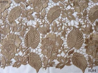 2018 high quality african lace fabric new lace water embroidery flower fabric brown color free shipping hl84