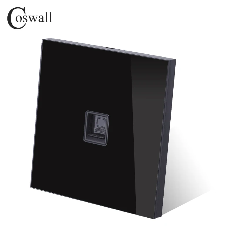 Coswall кристальная панель из закаленного стекла RJ45 CAT5E интернет-Джек настенная розетка для передачи данных компьютерная розетка R11 серия