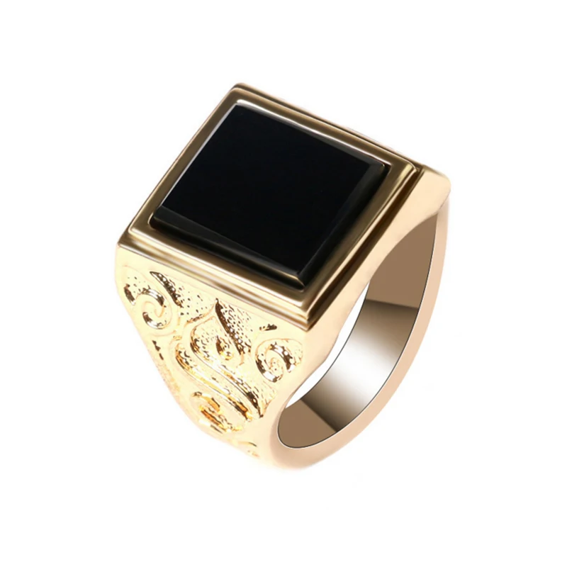 

2018 New Foreign Trade Personality Retro Punk Square Crystal Men's Ancient Ring