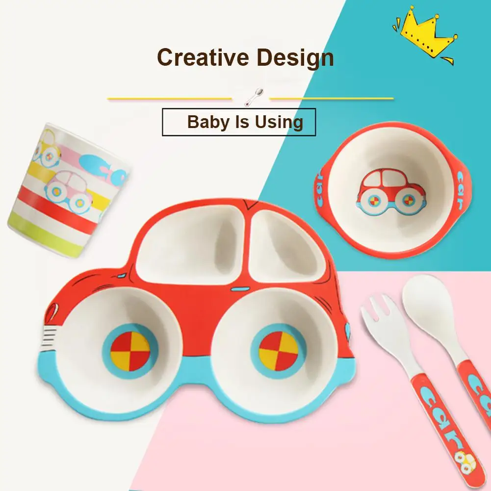 Набор детской посуды из бамбукового волокна 5 шт. детская миска для риса ложка