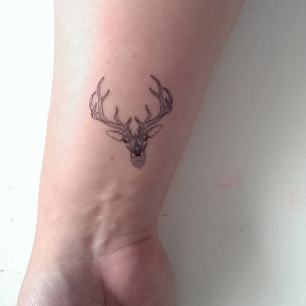 Fake temporary tattoo Water Transfer Deer head antlers Stickers Women Man beauty Body Art Cool Makeup Live of Song X362 | Красота и