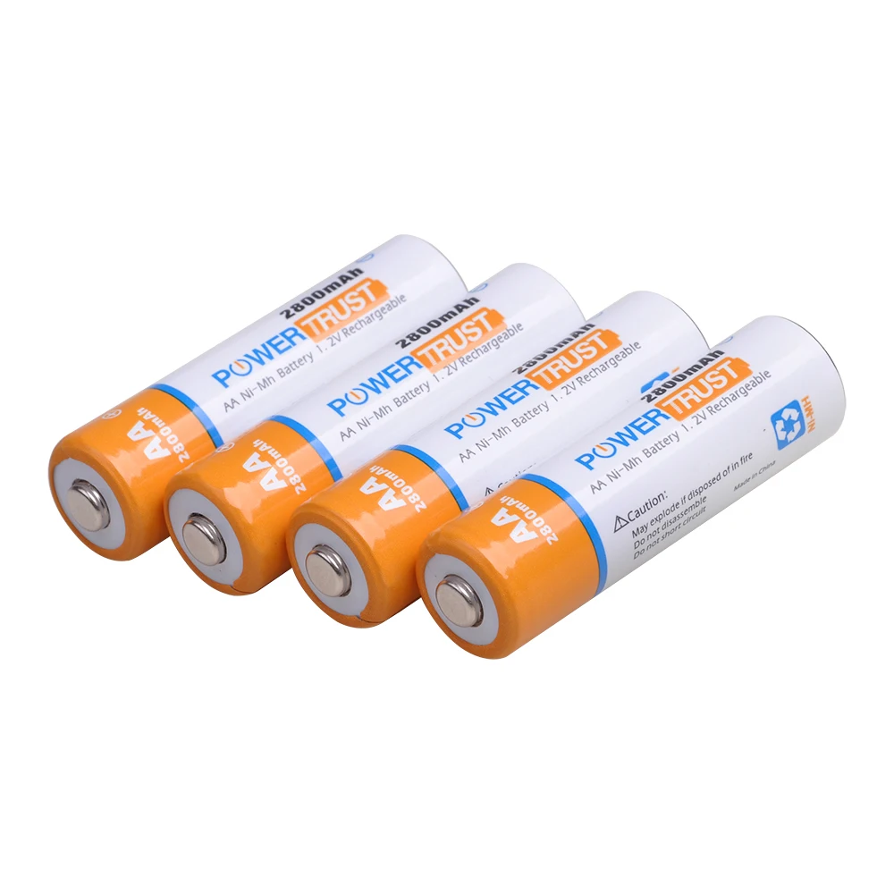 PowerTrust 8 упаковок 2800mAh высокоемкие AA NiMH аккумуляторы для калькулятора, MP3-плеера, электрических игрушек и т. Д