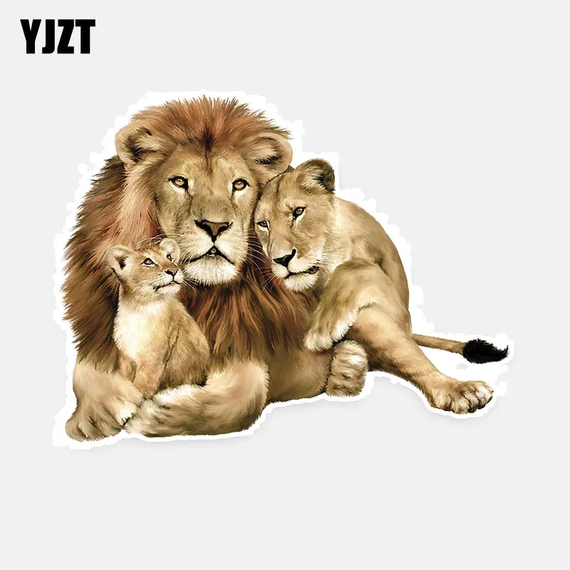 YJZT 13 7 см * 10 5 Lion Family интересная личность ПВХ наклейка для автомобиля графическая