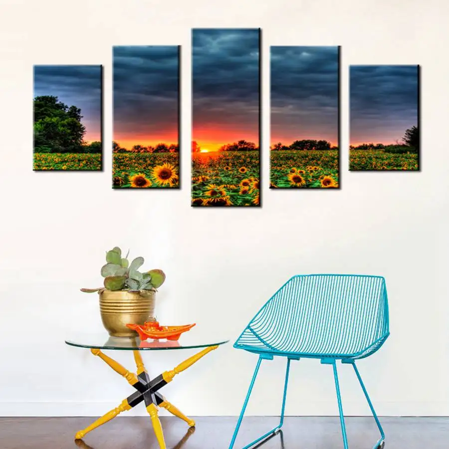 Подсолнухи современные 5 шт. росписи на холсте жикле печать художественная