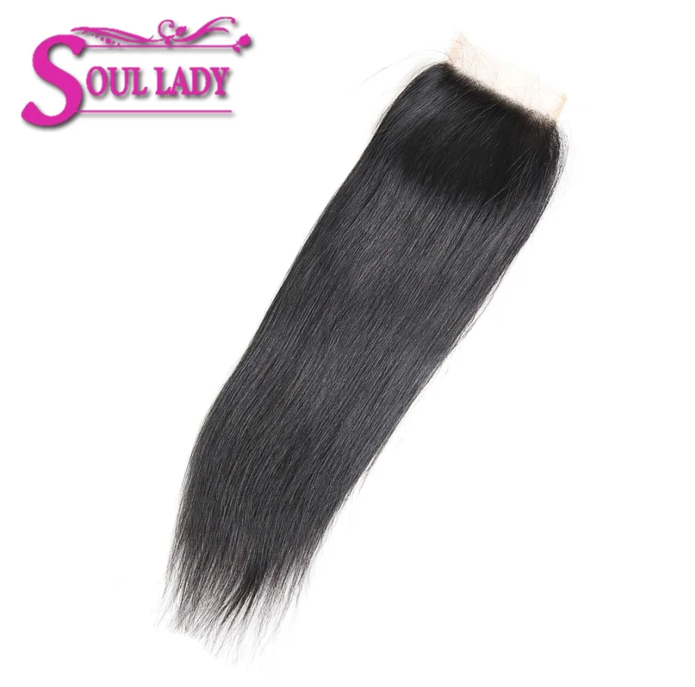 Soul Lady Hair продукты Бразильские прямые кружева закрытие натуральный цвет 8-20 дюймов 4x4 швейцарские кружева не Реми волосы