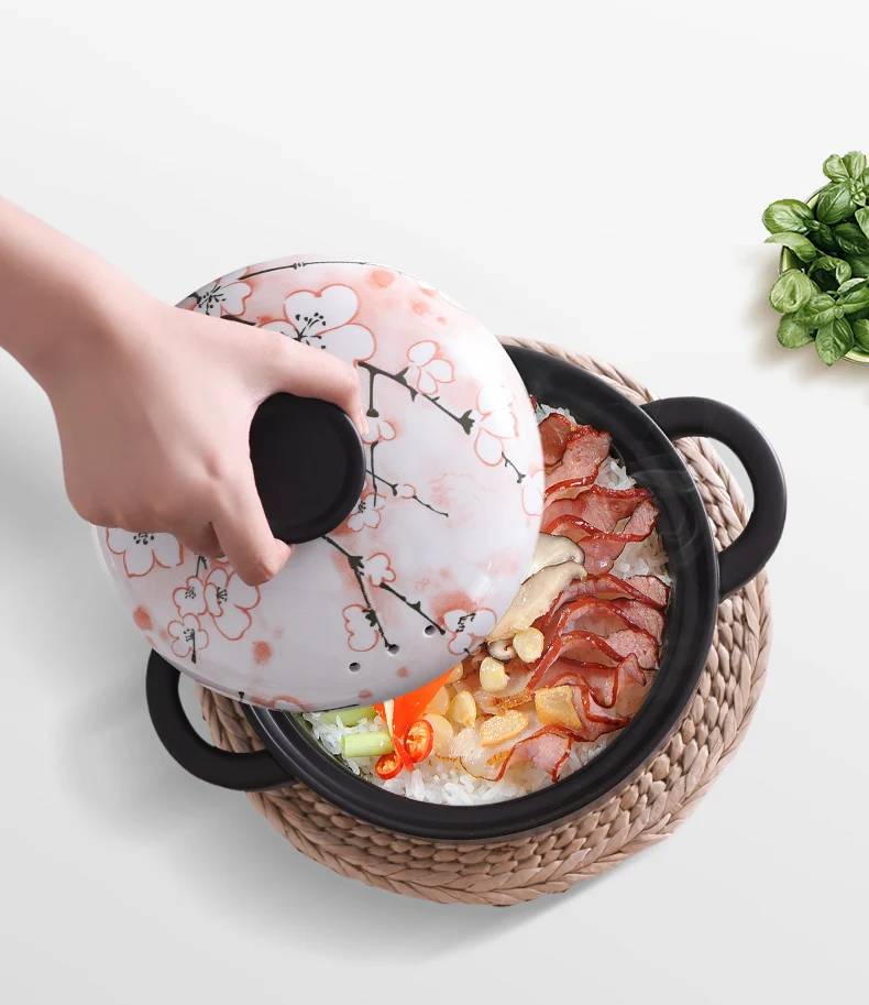 Новое поступление Peach Blossom эмалированные керамические горшки для супа, тушения кастрюли, большая сделка, блюдце, керамическая сковорода кухонная посуда