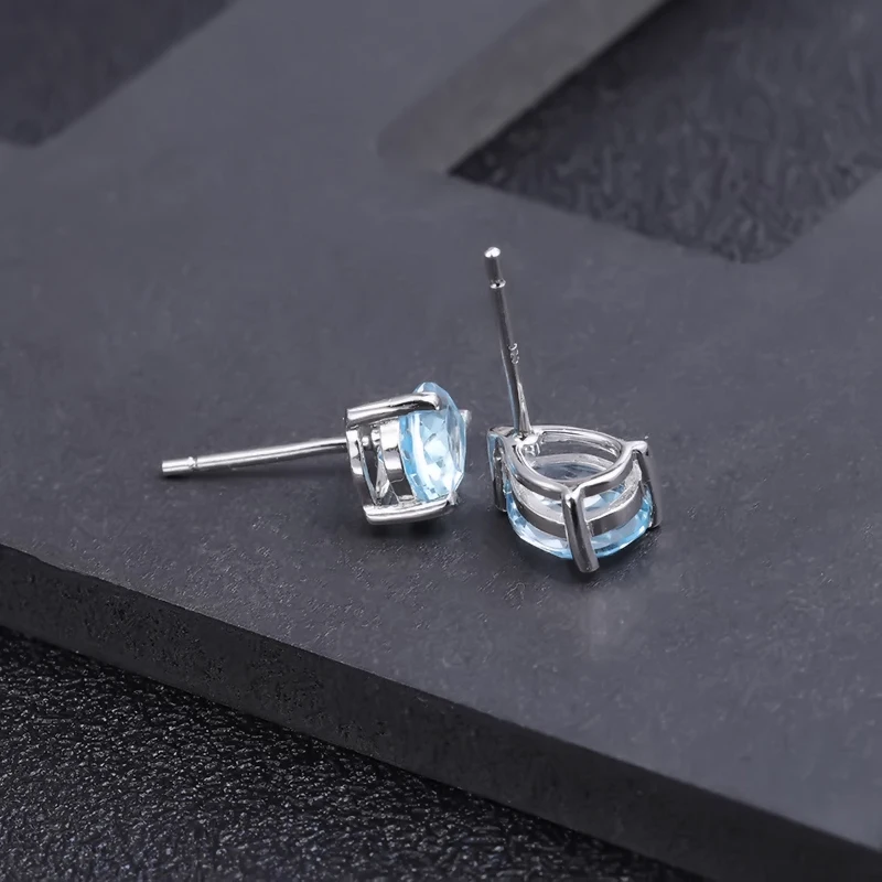 Gem's Ballet 5*7 мм 1.68Ct натуральный Небесно-Голубой топаз драгоценный камень серьги гвоздики 925 пробы серебро модные украшения для женщин