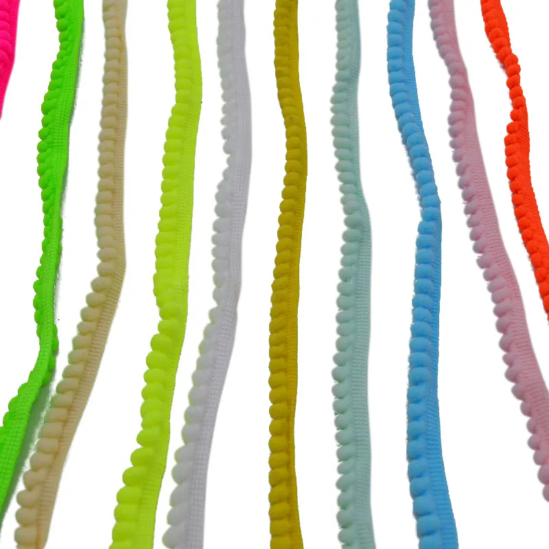 

5 Yards Pom Pom Lace Trim Ball 10mm Ribbon Tassel Ball Fringe DIY Handmade Materials Scrapbooking Craft Sewing Apparel Fabric