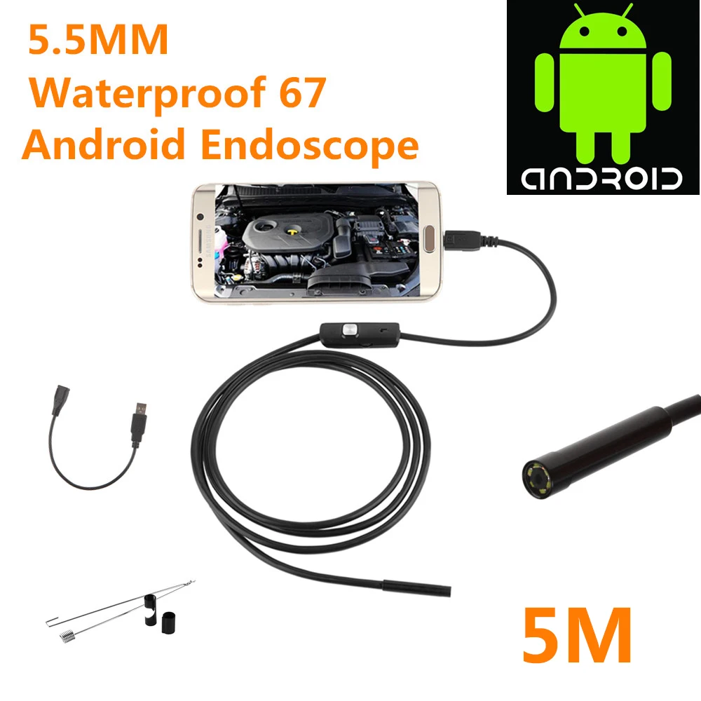 5.5/7mm Waterproof Mini Android Endoscope USB Wire Snake Tube Inspection Borescope Compatible Smartphone PC | Электроника