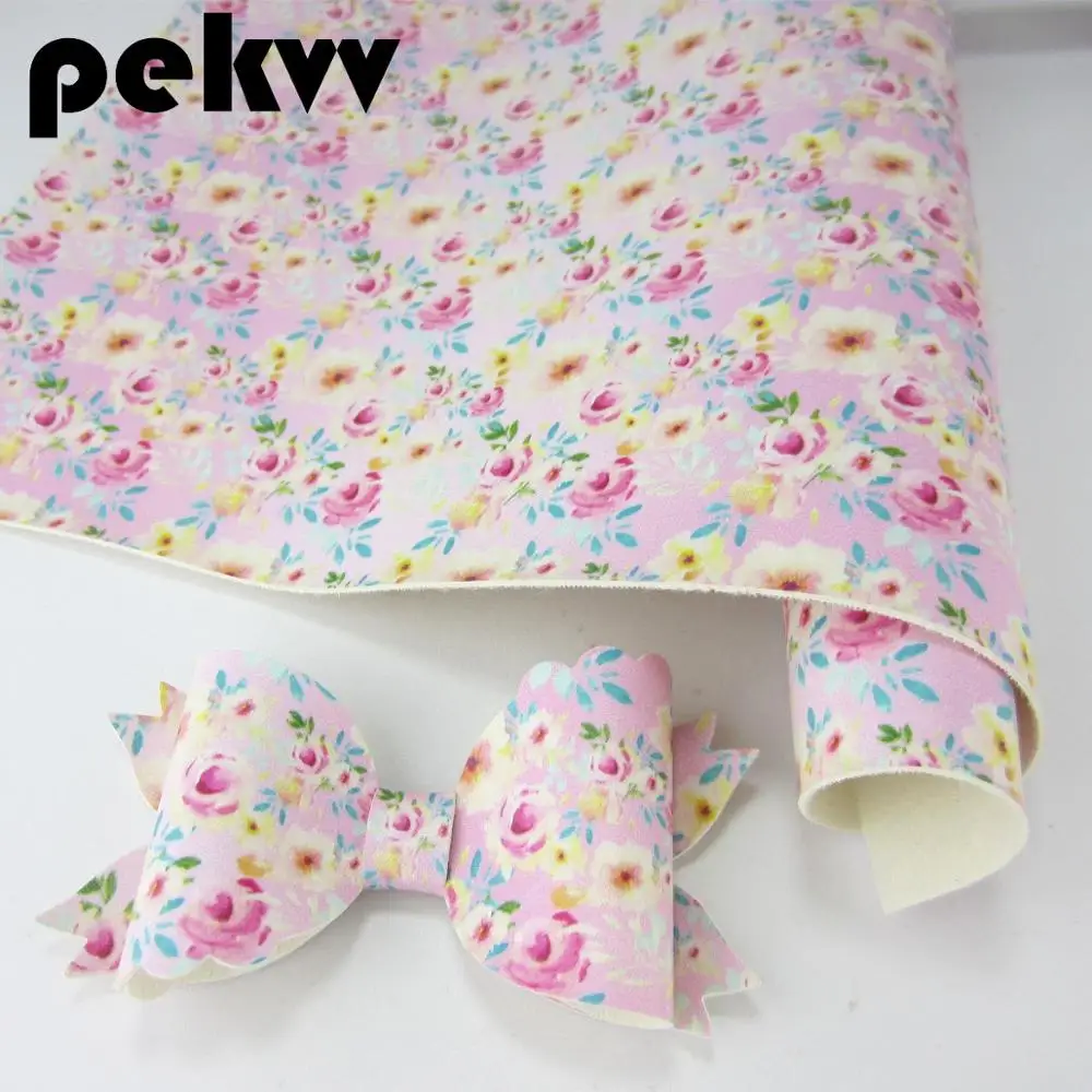 Pekvv 21 см X 30 A4 лист Цветы искусственная Синтетическая кожаная ткань для волос луки
