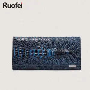 2017 women wallet hasp coin purses holders brand genuine leather 3d embossing alligator ladies crocodile long clutch wallets free global shipping