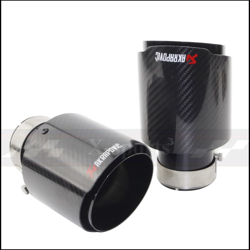 Akrapovic выхлопные трубы для автомобиля твил глянцевый карбоновый глушитель наконечник хвостового конца универсальный из нержавеющей стали прямой фланец черный