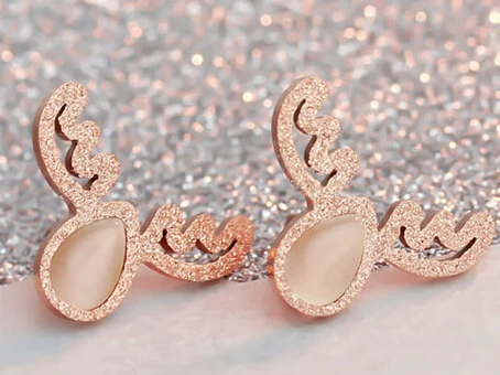 100% Высокое качество модные серьги в виде лисьей морды цвета розового золота