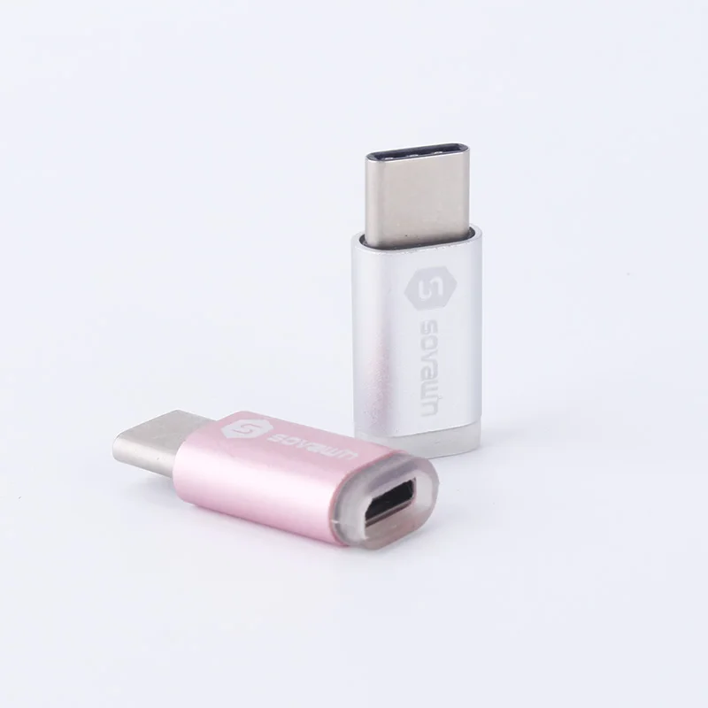 Защитный адаптер Sovawin из силикагеля алюминия Type-C штекер на Micro USB гнездо OTG для