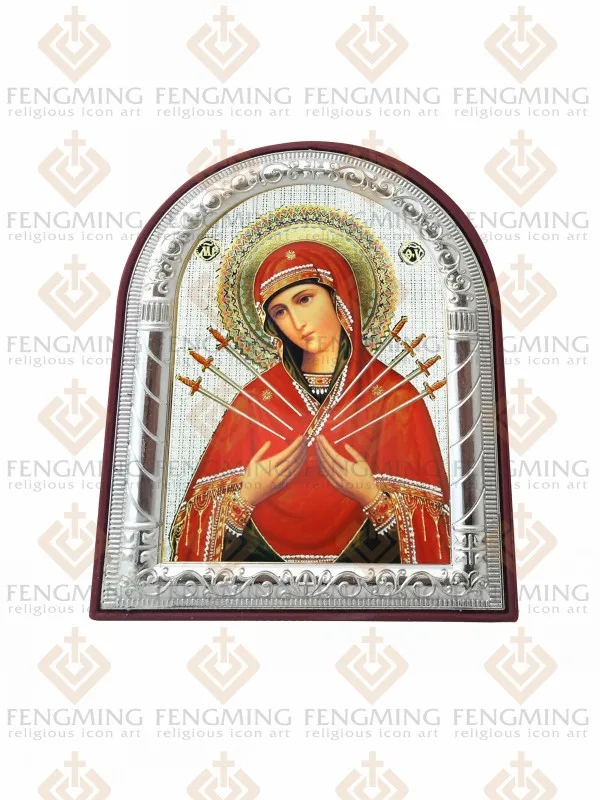 Фото восточных церкви Девы Марии семь мечей из металла Серебряная Золотая оправа