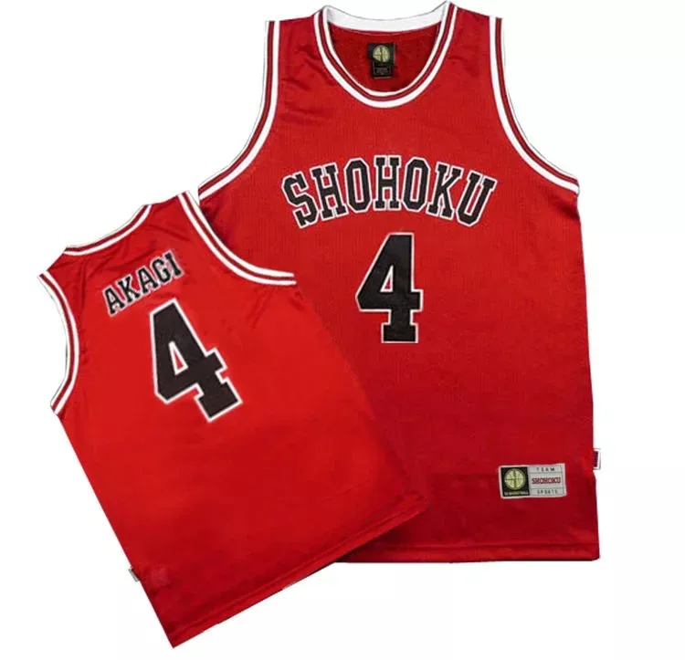 No. 4 Takenori Akagi Аниме Shohoku школьная баскетбольная команда 1-15 SLAM DUNK Косплей Костюм Sakuragi Джерси для косплея Hanamichi Топы рубашка Спортивная одежда Униформа - Цвет: No. 4 Takenori Akagi