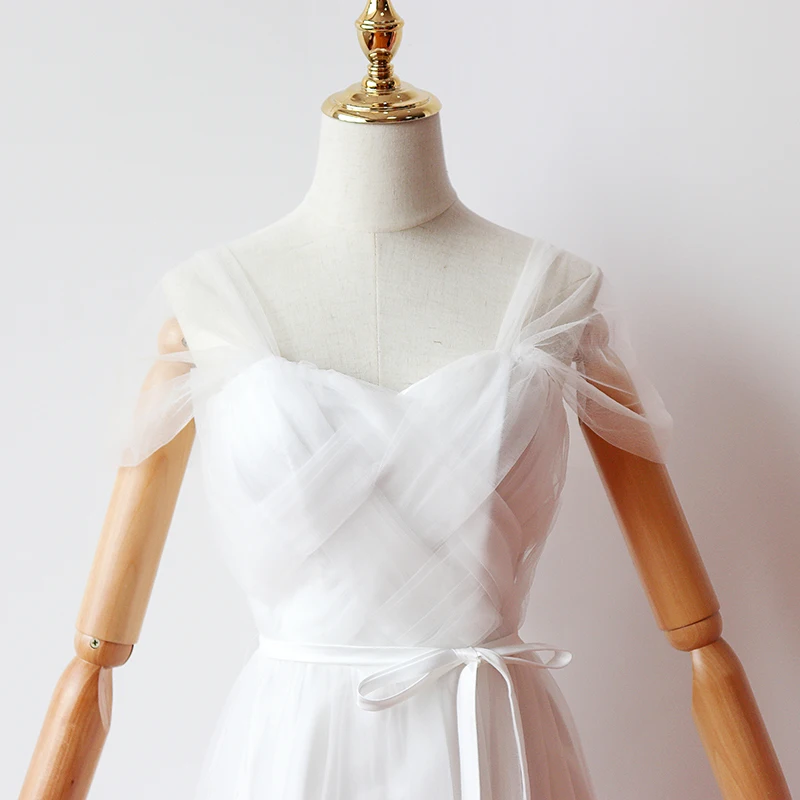 Белое длинное платье с коротким внутренним подкладом платья подружки невесты