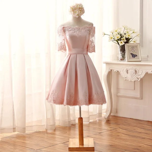 

Женское прозрачное вечернее платье макси, розовое кружевное платье с рукавом до локтя для выпусквечерние вечера