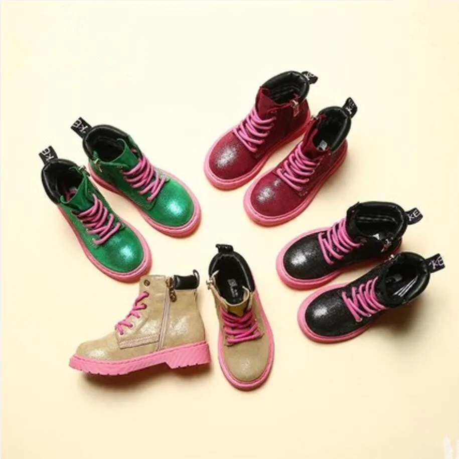 Gamlon детские кожаные сапоги для девочек 2017 Осень Новые Мальчики Британская мода