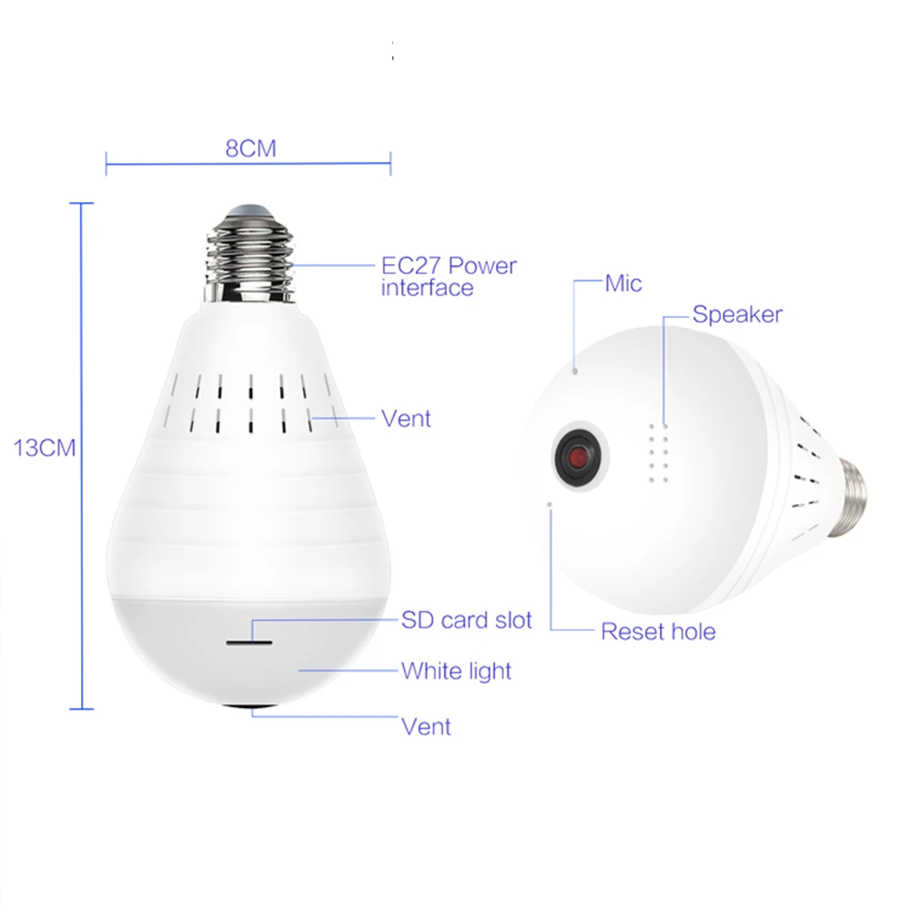 360 градусов Беспроводная панорамная домашняя ip-камера безопасности 960P HD 3D VR камера рыбий глаз лампа светодиодный светильник CCTV видеонаблюдение защита от взлома