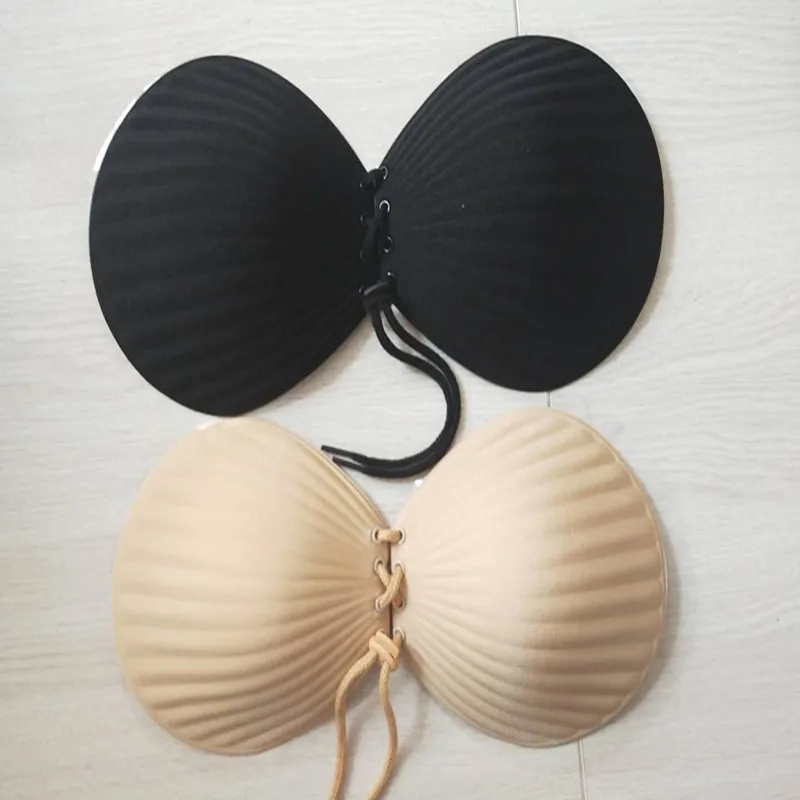 Free shipping Shell Shape Strapless Push Up Bra Fashion Sexy Invisible Bra Women Wedding Dress Bikini Silicone Underwear