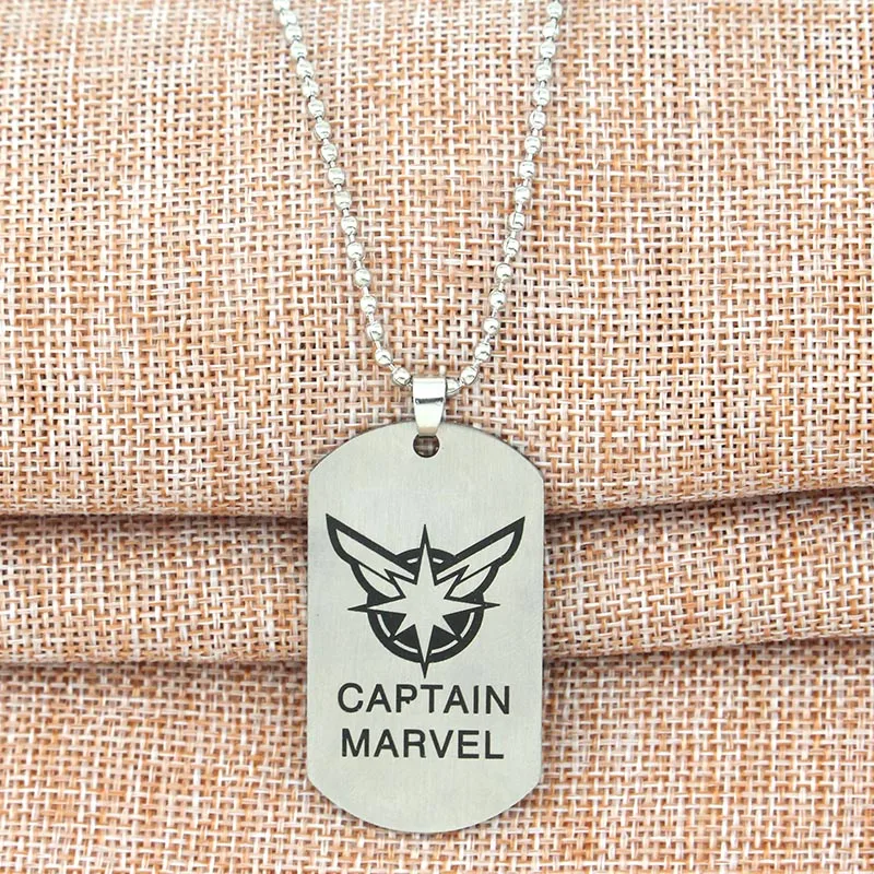 Кулон капитан Марвел из фильма мстители ожерелье нержавеющей стали с шариком и