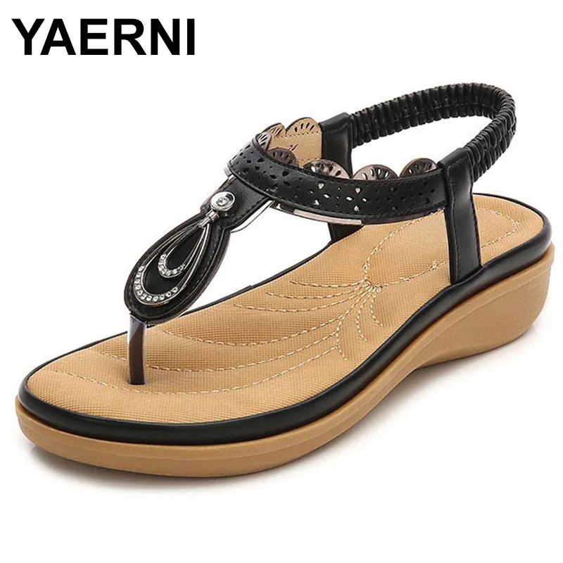 YAERNIBohemian/удобные шелковые сандалии с открытым носком; размеры 36-41; новые удобные повседневные женские туфли на плоской подошве в богемном стиле
