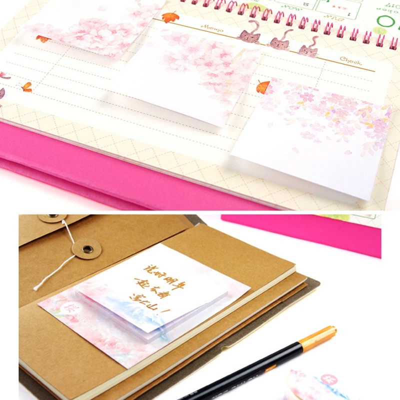 30 страниц клейкие заметки Daisyland Sakura Kawaii блокнот розовый квадратный японские