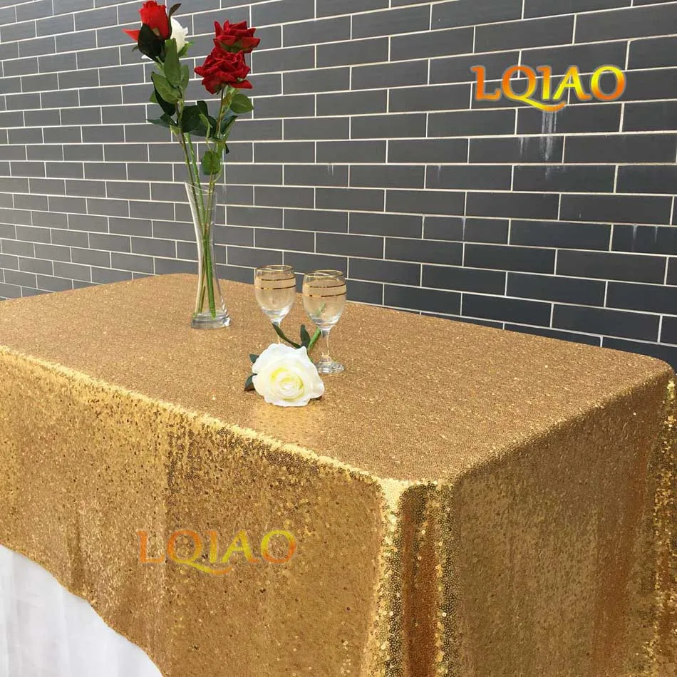 Gold Прямоугольная скатерть с блестками 120x200 см/120x400 см-скатерть из розового золота с блестками для свадебной вечеринки, Рождественское украшение - Цвет: Gold