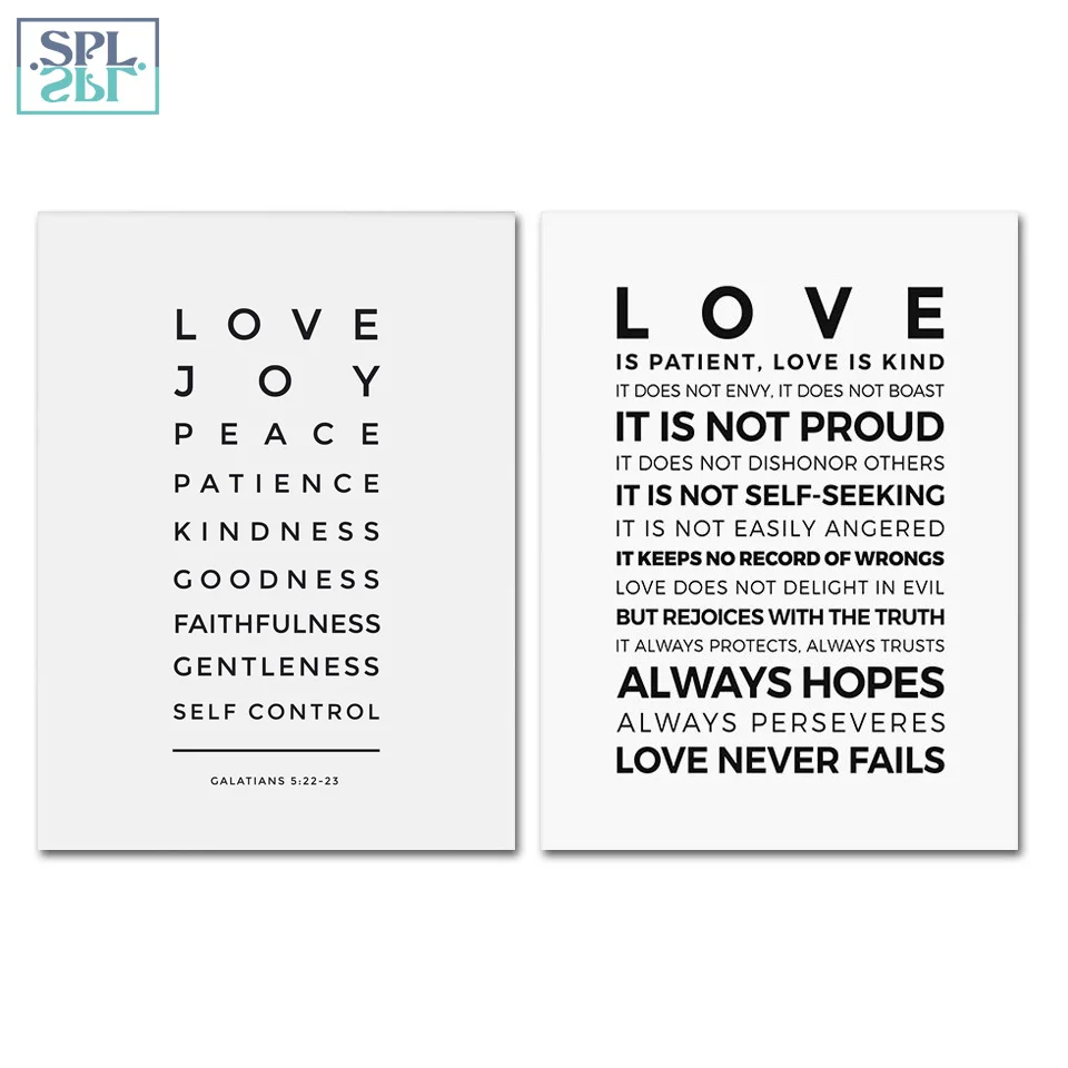 SPLSPL стих с цитатами из библейских стихов плакаты и принты Love Is Patient, Love Is kind! Cuadros Decoracion холст настенная живопись маслом Pictur