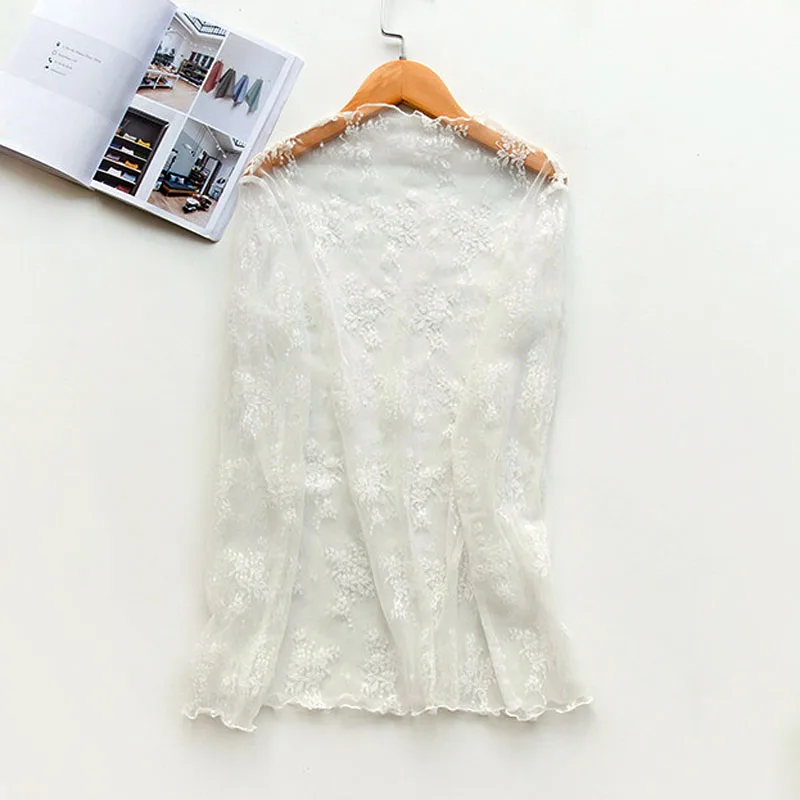white T-shirt TOKITIND Saida De Praia пляжное накидка парео Плайя накидка платье Vestido Livre Купальник одежда Купальники Белый кружево Женская пляжная одежда - Цвет: white T-shirt
