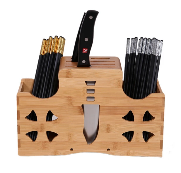 Big Size Nature Bamboo Knife Blocks Super Function Double Storage Holder Chopping Board Free Shipping | Дом и сад