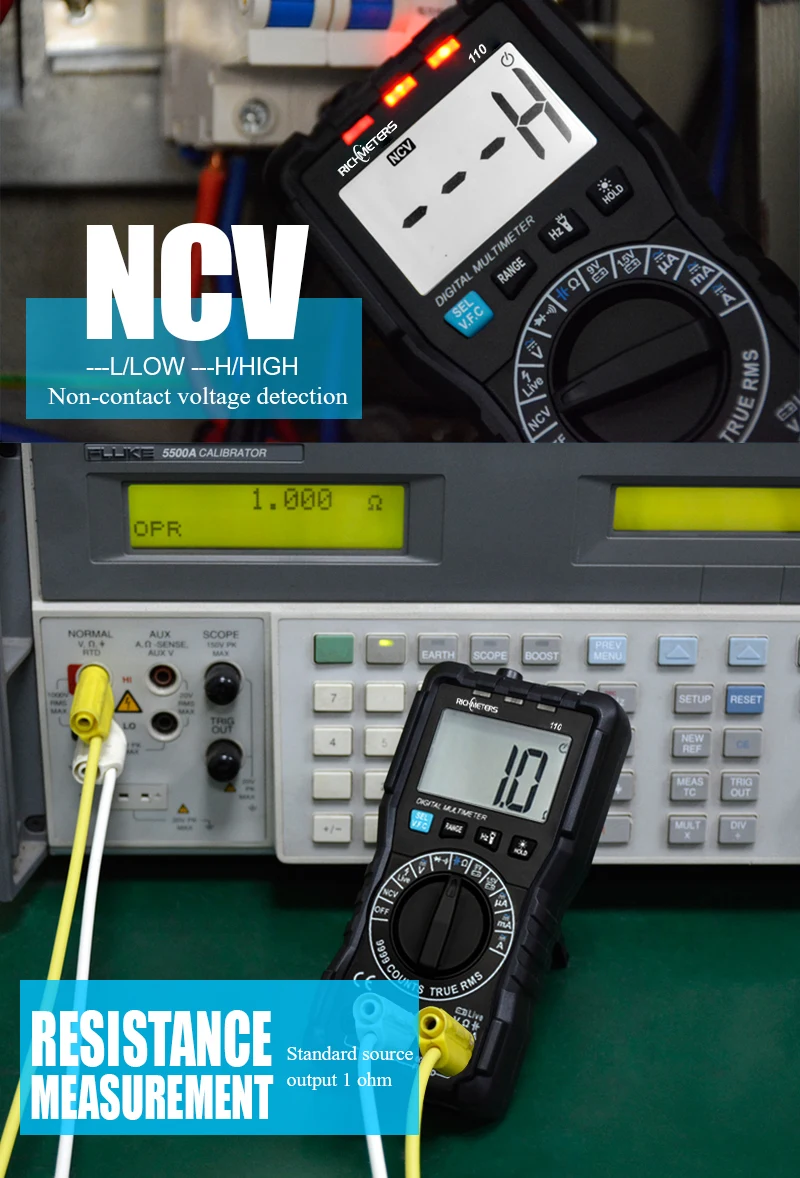 Цифровой мультиметр RICHMETERS 110 TRUE-RMS 9999 отсчетов NCV подсветка AC DC Напряжение Ток Сопротивление тестер батареи