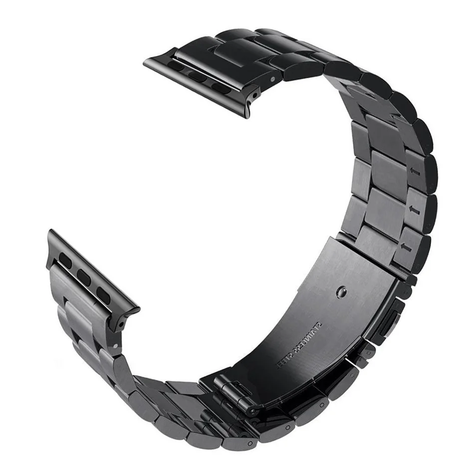3 beads Black Сменный металлический ремешок из нержавеющей стали с бабочкой для Apple Watch 44 мм 40 мм iwatch Series 5 4 3 2 Sport Edition 38 мм 42 мм - Цвет ремешка: 3 beads Black