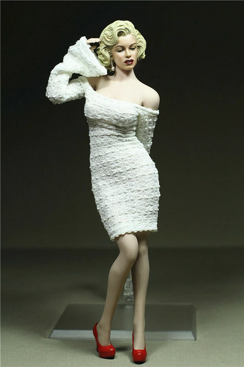 

NEW 1/6 Female White Long Sleeve Skirt Clothes Hip Skirt Evening Dress Clothing Model For 12" Phicen Big Bust Body