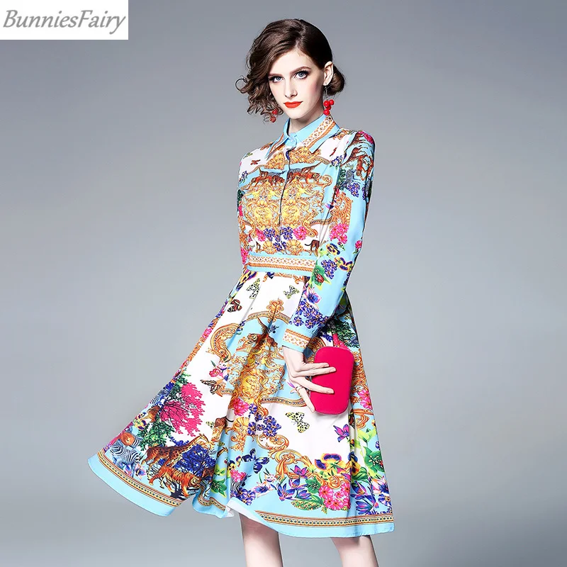 BunniesFairy 2019 весеннее женское Новое Королевское винтажное ретро платье-рубашка с