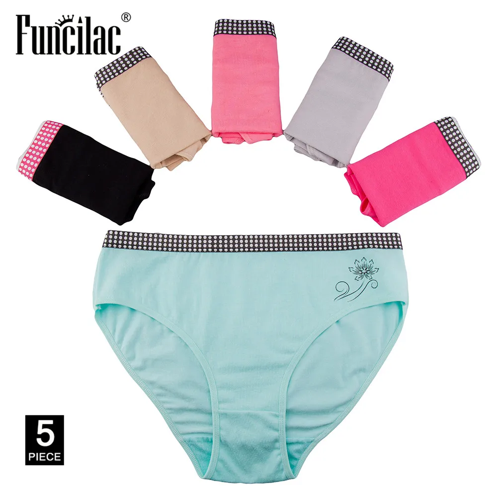 5FC9088-5 Pcs FUNCILAC нижнее белье для женщин плюс размер трусики сексуальное кружевное женское нижнее белье для девушек интимные шортики трусы для женщин 5 шт./лот - Цвет: 5FC9088-5 Pcs