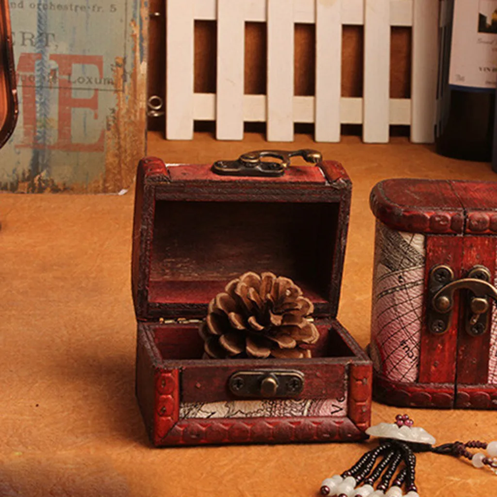 Шкатулка для ювелирных изделий винтажная деревянная коробка ручной работы с