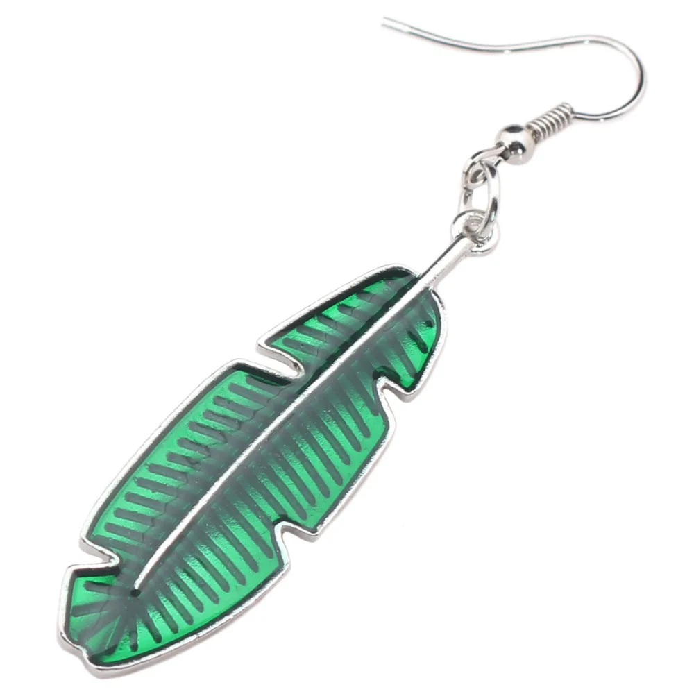 Серьги Bonsny из эмалированного сплава с тропическими пальмовыми листьями Висячие