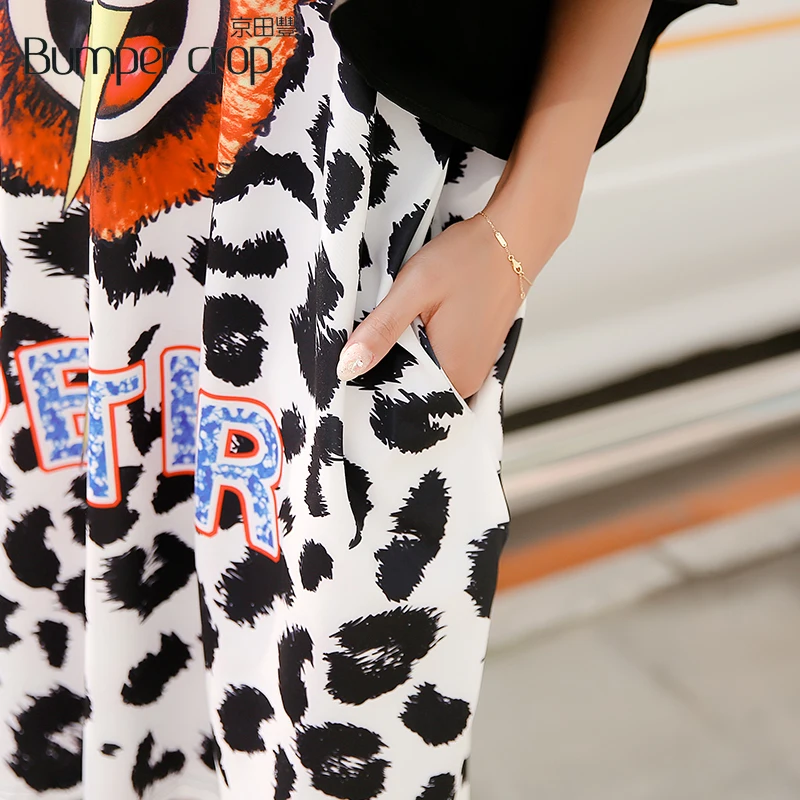 BUMPERCROP женское платье повседневная черная леопардовая Печать Леди Новый стиль Kneed